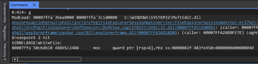 WriteFile関数での停止